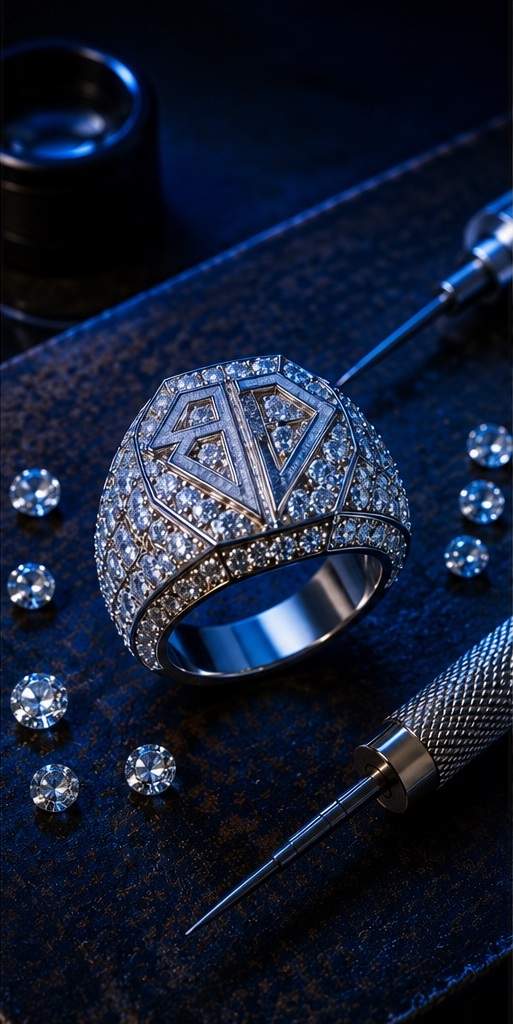 Custom diamond ring being carefully crafted